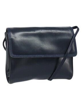 Authentic LOEWE Shoulder Bag Leather Navy Gold